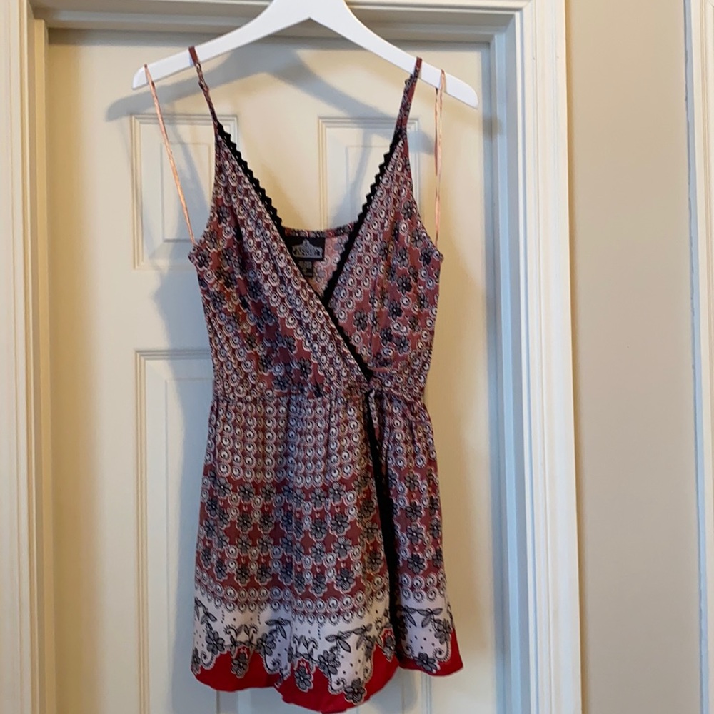 Angie Medium Red-Brown Floral Romper